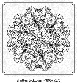 Vector abstract black and white mandala pattern.