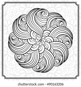 Vector abstract black and white mandala pattern.