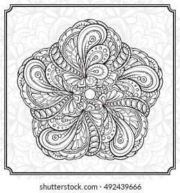 Vector abstract black and white mandala pattern.