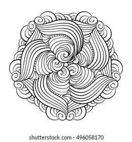 Vector abstract black and white mandala pattern.