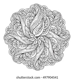 Vector abstract black and white mandala pattern.