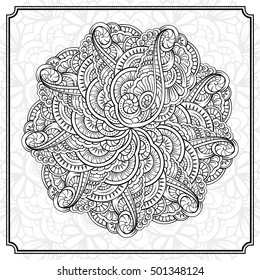 Vector abstract black and white mandala pattern.