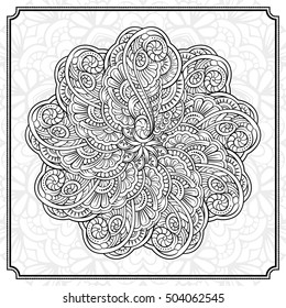 Vector abstract black and white mandala pattern.