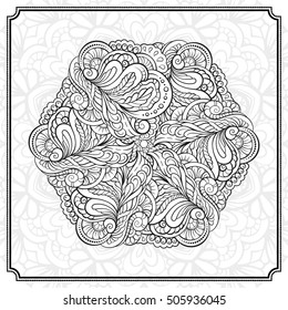 Vector abstract black and white mandala pattern.