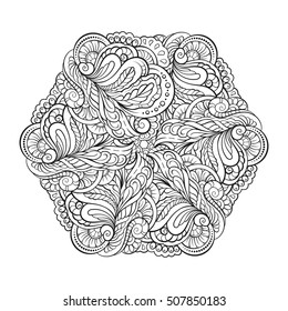 Vector abstract black and white mandala pattern.