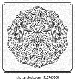 Vector abstract black and white mandala pattern.