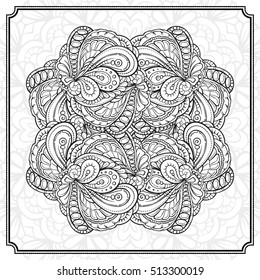 Vector abstract black and white mandala pattern.