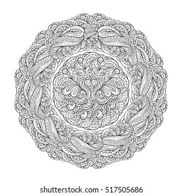 Vector abstract black and white mandala pattern.