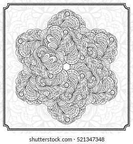 Vector abstract black and white mandala pattern.