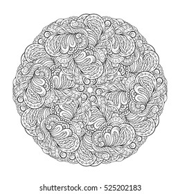 Vector abstract black and white mandala pattern.