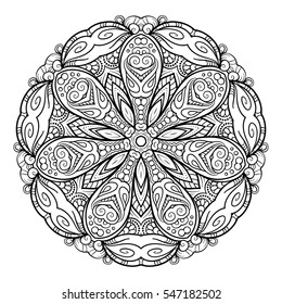 Vector abstract black and white mandala pattern.