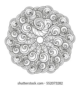 Vector abstract black and white mandala pattern.