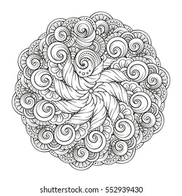 Vector abstract black and white mandala pattern.