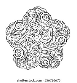 Vector abstract black and white mandala pattern.