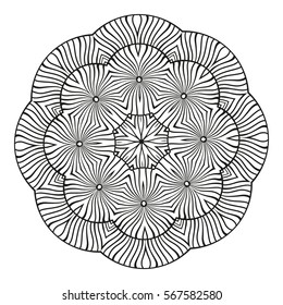 Vector abstract black and white mandala pattern.