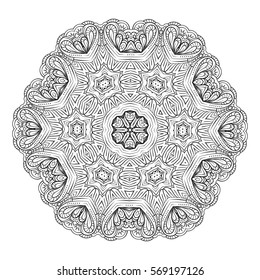 Vector abstract black and white mandala pattern.