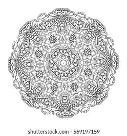 Vector abstract black and white mandala pattern.