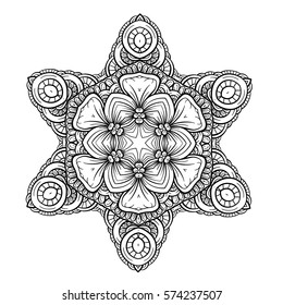 Vector abstract black and white mandala pattern.