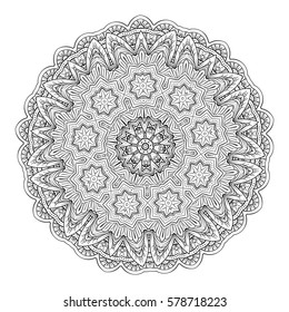 Vector abstract black and white mandala pattern.