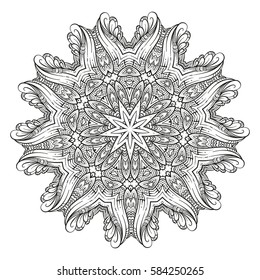 Vector abstract black and white mandala pattern.