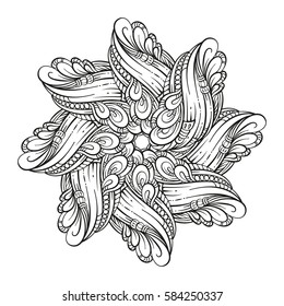 Vector abstract black and white mandala pattern.