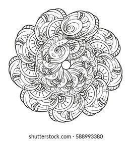 Vector abstract black and white mandala pattern.