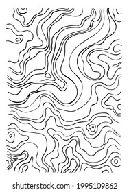 Vector. Abstract black and white mountain contour lines. Topographic Lines Background relief. Waves. Stone cut.