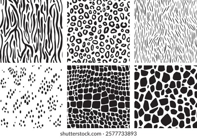 Vector abstract black and white pattern with smooth lines, safari print	