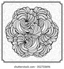 Vector abstract black and white round design element. 