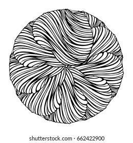 Vector abstract black and white round contemporary mandala pattern.