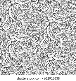 Vector abstract black and white seamless pattern