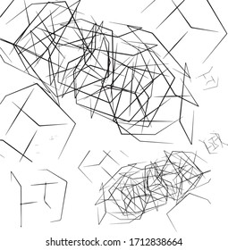 Vector abstracto patrón simple en blanco y negro para su juego o fondo. Formas con guiones 3D del cubo geométrico