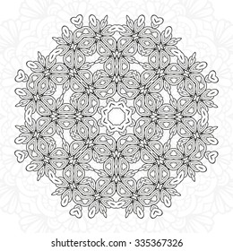 Vector abstract black and white snowflake design element.