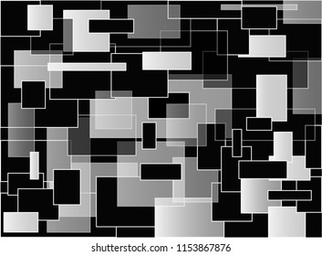 Vector abstract black and white squares arranged in anomalies.