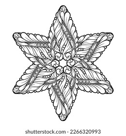 Estrella abstracta de vectores en forma de estrella blanca y negra con motivos étnicos de mandala