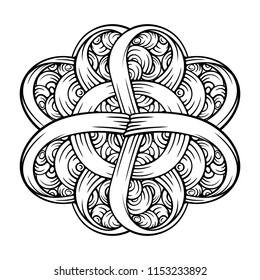 Vector abstract black and white stylized mandala motif