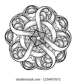 Vector abstract black and white stylized mandala motif