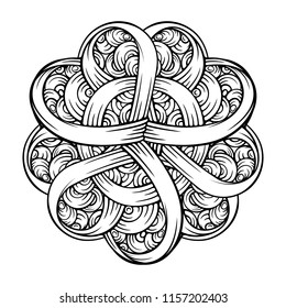 Vector abstract black and white stylized mandala motif