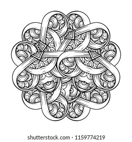 Vector abstract black and white stylized mandala motif
