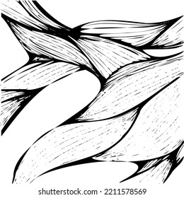 Abstrakter, schwarz-weißer Bildschirmhintergrund für Vektorgrafik, Wavy-line-Kunsthintergrund. Muster in Grunge und Art-Deco-Stil, Textur für Druck, Stoff, Paket-Design.