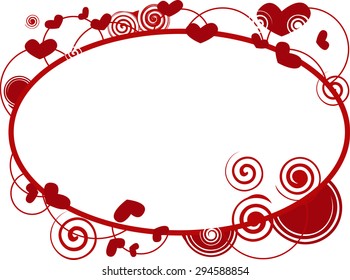 Vector abstract blank label with red hearts.