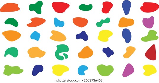 Vector abstract blob shapes set. Irregular organic element kit. 