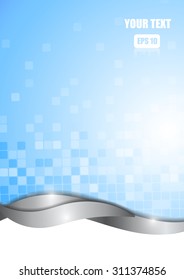 Vector : Abstract block and steel surface on blue background