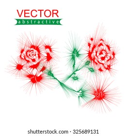 Vector abstract  blooming branches of roses with needles.
