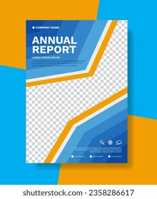plantilla de folleto del informe anual azul abstracto del vector