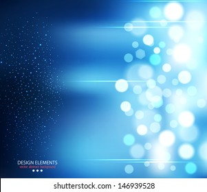 Vector abstract blue background with bokeh
