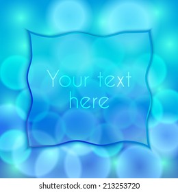 Vector abstract blue background with bokeh effect and frame