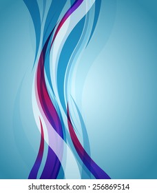 Vector abstract blue background with colorful waves