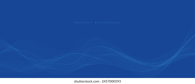 Vector abstract blue background with dynamic blue waves, lines and particles.	
