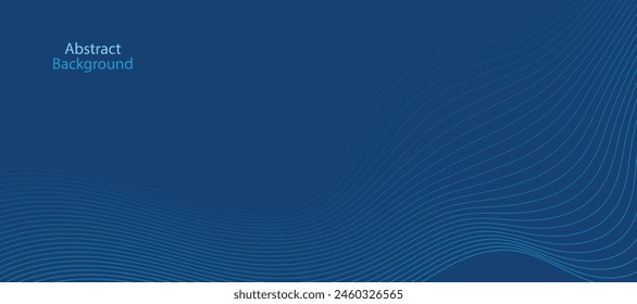 Vector abstract blue background with dynamic blue waves, lines and particles.	
